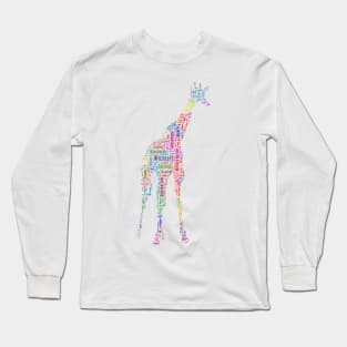 Giraffe Animal Wildlife Text Word Cloud Long Sleeve T-Shirt
